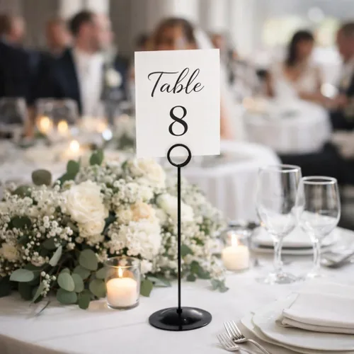 Miniatura 2 de HOHIYA Paquete de 12 soportes negros para números de mesa de 12 pulgadas, soportes para tarjetas de lugar de boda Elegantes soportes negros