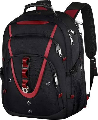 Miniatura 11 de Mochila para portátil de 18.4" para hombres, mochila extra grande de 55L-60L para laptops de juegos con puerto de cargador USB, aprobada para vuelos