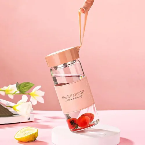 Miniatura 7 de Botellas de agua de vidrio de 16 onzas, botella de agua de borosilicato, con tapa de sellado y fundas y filtros, sin BPA, botella de vidrio portátil