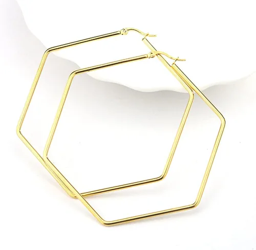 Miniatura 5 de 4 pares de pendientes de aro de acero inoxidable geométricos, redondos, cuadrados, delgados, para mujer