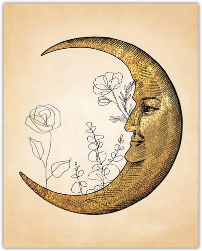 Miniatura 2 de Aesthetic Sun and Moon Line Art - Set of 2 8x10 Unframed Minimalist Abstract Wall Decor - Modern Wall Art for Home, Office, Living Room and Bedroom