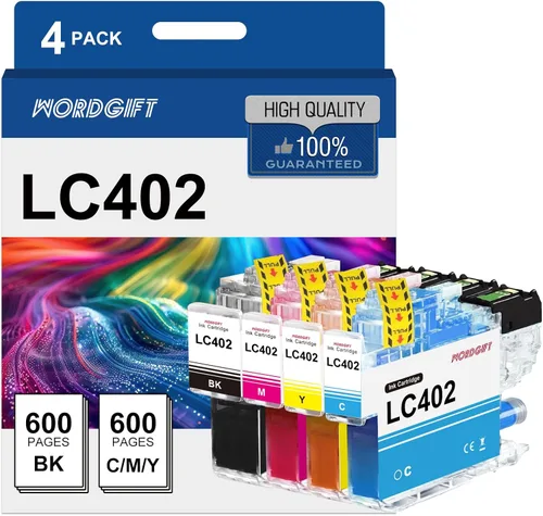 Cartuchos de tinta compatibles LC402 de repuesto para Brother LC402, paquete de 4 (negro, cian, magenta, amarillo), para impresoras Brother