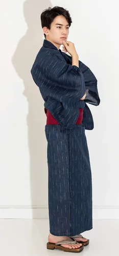 Miniatura 2 de KYOETSU Yukata 4 piezas Set C (YukataKakuobi BeltKoshi-himo cuerdaGeta)