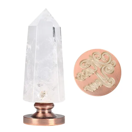 Miniatura 12 de Amogeeli Mango de cera de cristal de roca facetada con cabeza de cobre, sello hexagonal de cera de piedra puntiaguda para invitaciones de boda