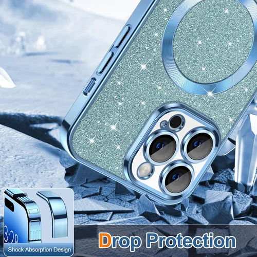 Miniatura 171 de Hython Funda para iPhone 14 Pro Max con purpurina, fundas magnéticas transparentes para teléfono con protector de lente de cámara