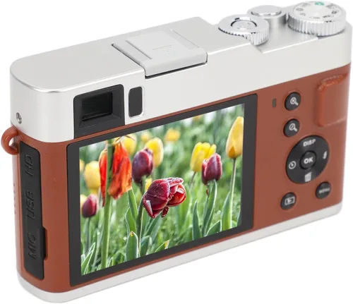 Miniatura 10 de Asixxsix Cámara digital 4K 48MP, 2. pantalla 16X zoom óptico anti vibración retro cámara de vlogging con visor flash dial cámaras compactas de punto