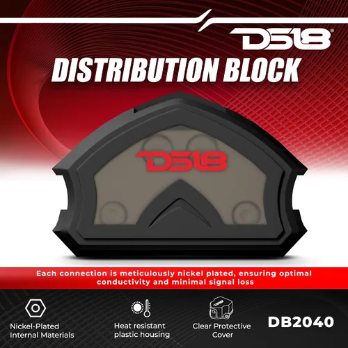 Miniatura 2 de DS18 DB2040 Bloque de distribución 2X 0-GA en 4X 0-GA Out - Chapado en níquel - Bloque de distribución de tierra eléctrica - Bloque distribuidor