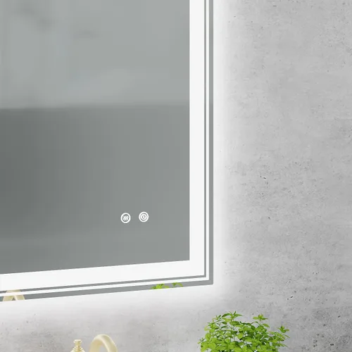 Miniatura 8 de Espejo de baño iluminado por LED de 36 x 28 pulgadas, montado en la pared, memoria antivaho con brillo ajustable, luz delantera y trasera, espejo