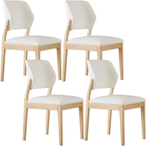 Miniatura 43 de YVYKFZD Wooden Dining Chairs Set, Leather Dining Room Chair, Upholstered Kitchen Chairs with Curved Backrest, Armless Living Room Chair, for Bedroom