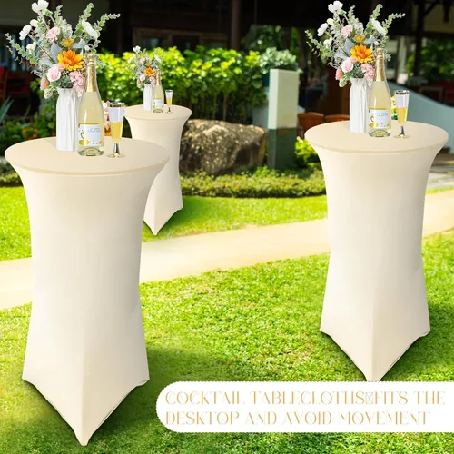 Miniatura 5 de Tegeme Paquete de 8 manteles redondos de elastano de 32 x 43 pulgadas, mantel cuadrado elástico ajustable para mesa, boda, pub, bar, banquete