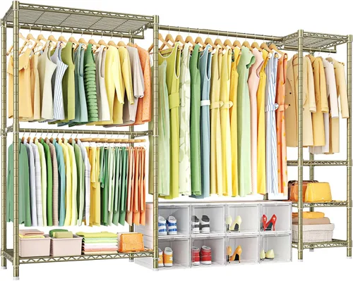Miniatura 10 de Ulif Perchero E10 (Con Barra Colgante Extensible) Percheros Independientes para Colgar Ropa, Sistema Organizador de Armario Ajustable, Perchero