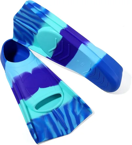 Miniatura 8 de Aletas de natación para niños, aletas cortas para niños y jóvenes, aletas de natación para entrenamiento de natación para niños, niñas, niños Azul