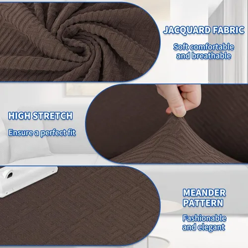 Miniatura 5 de XINEAGE Funda de sofá modular de alta elasticidad en forma de L, 2 piezas antideslizante con protector de muebles con 2 fundas de almohada