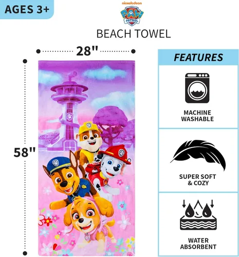 Miniatura 3 de Franco - Toalla de baño/piscina/playa para niños, de algodón súper suave, de 58 x 28 pulgadas, Paw Patrol, para niñas Paw Patrol Girls