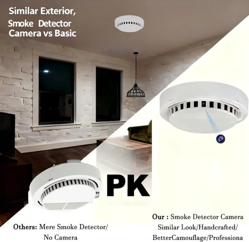 Miniatura 2 de Detector de humo manual de cámara oculta – Gran angular de 150°, detección de movimiento, visión nocturna, 5000mAh y 2.4G WiFi hecho a mano, ideal