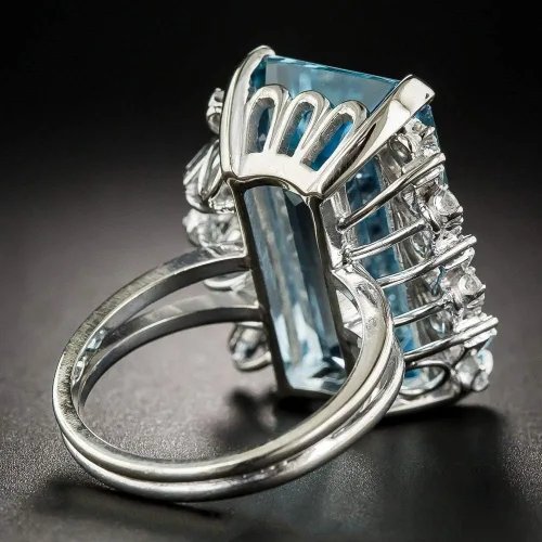 Miniatura 4 de Anillo de joyería de compromiso para mujer, cuadrado de plata 925, topacio azul cielo, tamaño 6 a 10