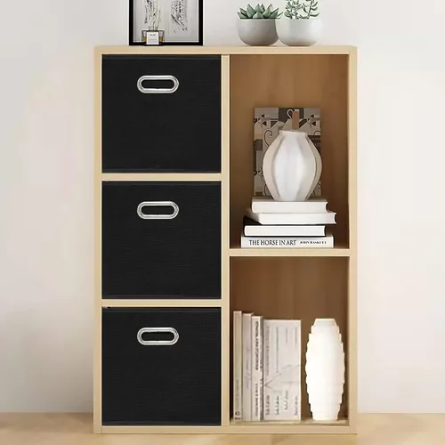 Miniatura 4 de Cubos de almacenamiento de tela negra, 11 x 11 x 11 pulgadas, canastas organizadoras de tela con asa, cesta plegable para armario o caja