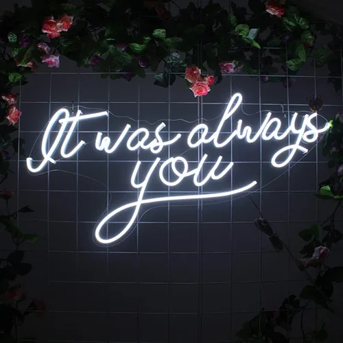 Miniatura 5 de Letreros de luz LED de neón con texto en inglés «It was Always You» para cerveza, bar, club, dormitorio, oficina, hotel, pub, cafetería, boda, Rojo