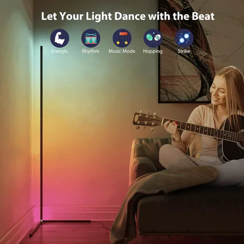 Miniatura 5 de WISIMMALL Lámpara de Pie de Esquina RGB, Aplicación Bluetooth y Control Remoto, Sincronización de Música, Lámpara de Pie LED Moderna para Sala de 1
