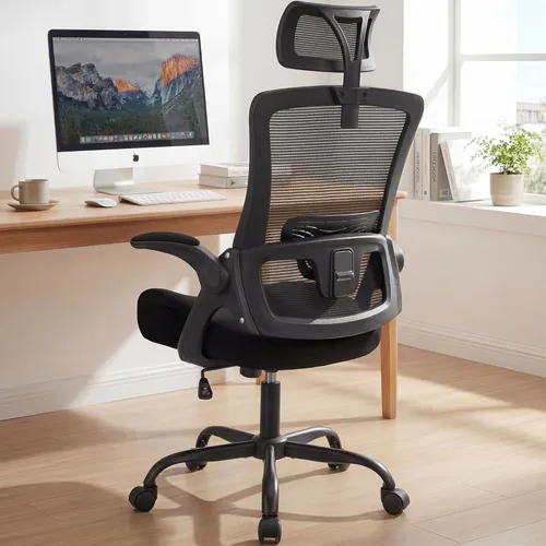 NEO CHAIR Silla de oficina con respaldo alto, cómodo asiento de malla para computadora de juegos con reposacabezas ergonómico lumbar ajustable, 2.