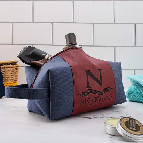 Miniatura 2 de Regalos personalizados para padrinos de boda, bolsas de aseo personalizadas para hombres, regalos de padrino de boda, Beige, Diseño #1, Juego de 3