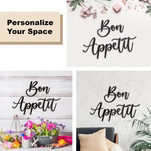 Miniatura 2 de Vivegate Bon Appetit - Decoración de pared de metal – 17 x 12 pulgadas, diseño moderno y bonito de granja, arte de pared de metal para colgar
