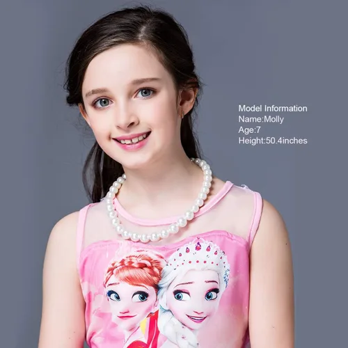Miniatura 3 de WELLKAGE Collar de perlas para niñas (blanco) resina sintética ecológica, Resina