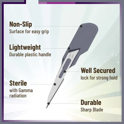 Miniatura 4 de Mymed Mini maquinilla de afeitar Dermaplane #11 para la cara de las mujeres, maquinilla de afeitar manual, paquete de 25