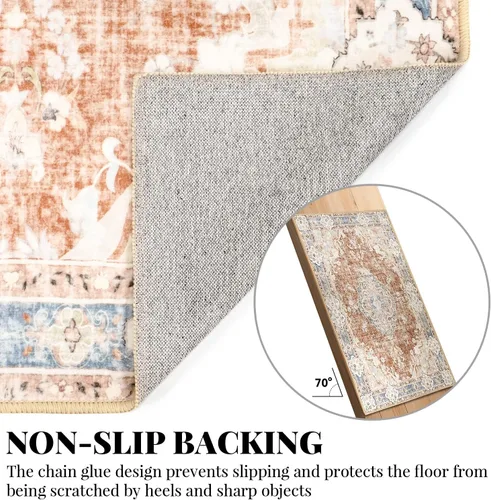 Miniatura 5 de Alfombras MUJOO de 8'x10' para sala de estar, alfombra grande lavable estilo boho, alfombra de 8'x10' para dormitorio, antideslizante, abstracta