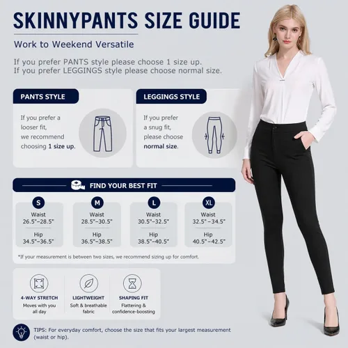 Miniatura 6 de Ginasy Pantalones de vestir para mujer, estilo casual, elásticos, para el trabajo, oficina, elegantes, pantalones ajustados con bolsillos