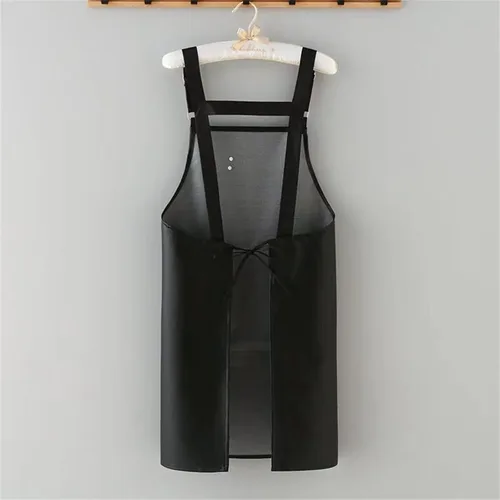 Miniatura 6 de Delantal impermeable,Delantal de cuero para hombres,Delantales de trabajo con un bolsillo grande ajustable para lavar platos delantal de cocina Negro