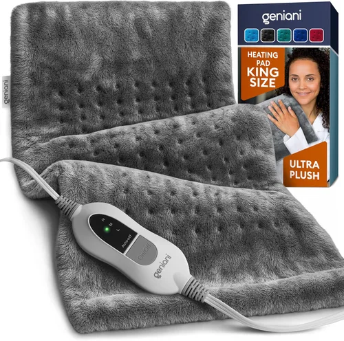 Geniani - Almohadilla térmica eléctrica para alivio del dolor de espalda y calambres, apagado automático, almohadilla térmica suave para terapia