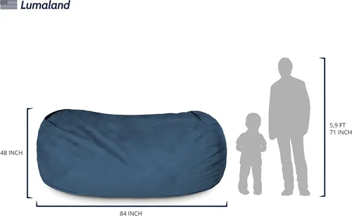 Miniatura 3 de Lumaland Silla Puf Lujosa Mediana de 3 pies con Funda de Microgamuza - Ultra Suave, Relleno de Espuma, Sofá Puf Lavable para Adultos, Adolescentes