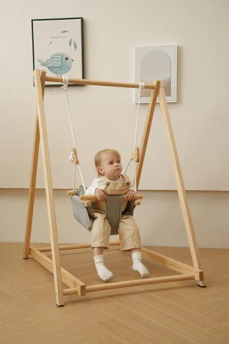 Miniatura 4 de Avenlur Spruce - Juego de columpios plegable para bebés y niños pequeños con soporte - Juego de columpios interior autoportante premium estilo Gris