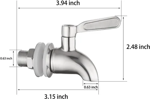 Miniatura 5 de Grifo de reemplazo del dispensador de bebidas,Espiga de acero inoxidable para dispensador de agua,Grifo de reemplazo del dispensador de bebidas