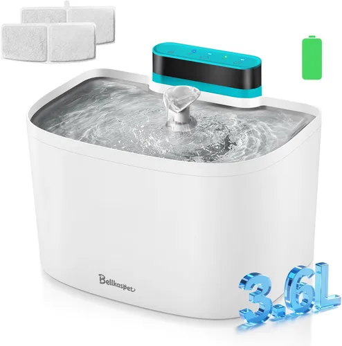 Miniatura 12 de Fuente de agua para gatos, fuente inalámbrica para gatos de 122 oz/3.6 L, fuente de agua inalámbrica para gatos en interiores, fuente de agua