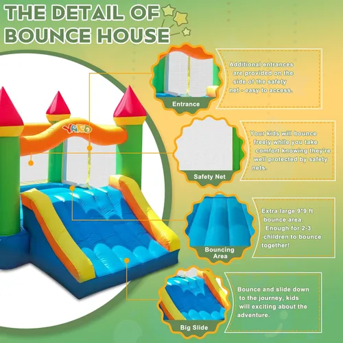 Miniatura 4 de YARD Casa de Rebote, Casa de Rebote Inflable con Tobogán para Niños de 5-12, Casa Inflable con Soplador para Patio Trasero al Aire Libre