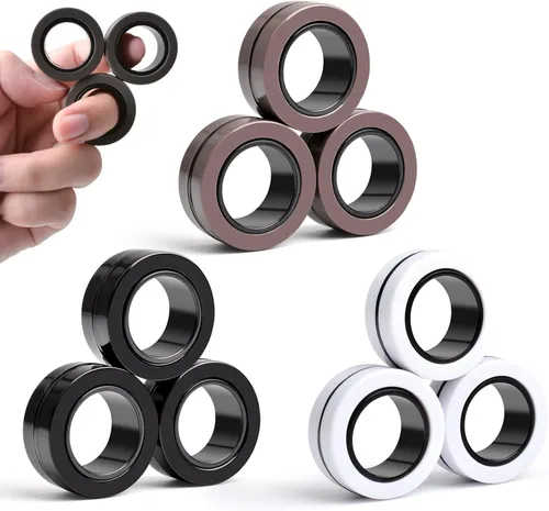 Miniatura 11 de Cevioce Juego de 15 anillos magnéticos giratorios, paquete de spinners magnéticos para ansiedad TDAH para adultos y adolescentes, juguete de alivio