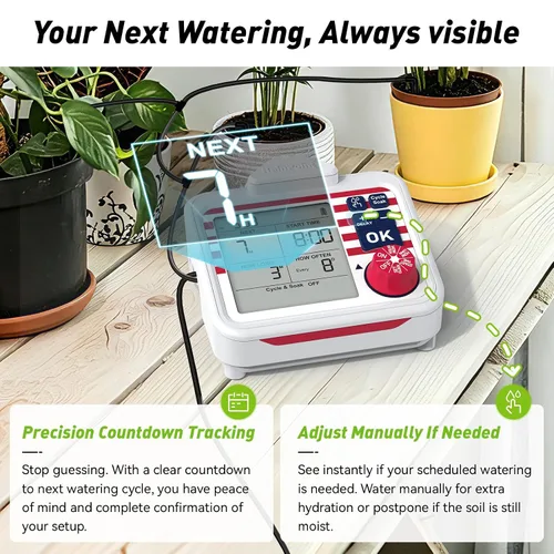 Miniatura 3 de RAINPOINT Regadera automática para plantas de interior de gran pantalla para maceta, ciclo y modo de remojo, sistema de riego por goteo automático