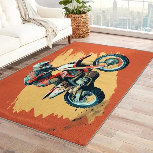 Alfombra de motocross y decoración del hogar, alfombra de motocross de 2 x 3 pies para entrada, sala de estar, dormitorio, alfombra para niños, Dirt