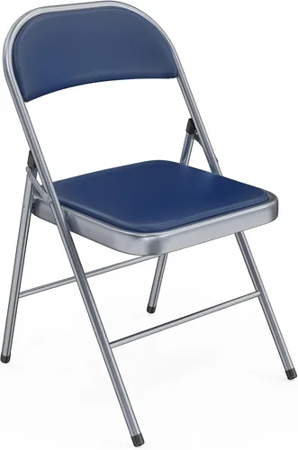 Miniatura 11 de VINGLI 1 paquete de sillas plegables con asientos acolchados, estructura metálica con asiento y respaldo de cuero sintético, capacidad de 350 Negro