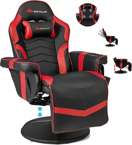 Miniatura 11 de POWERSTONE - Silla reclinable para videojuegos, silla de masaje de poliuretano con reposapiés, soporte para tazas, reposacabezas y bolsa lateral