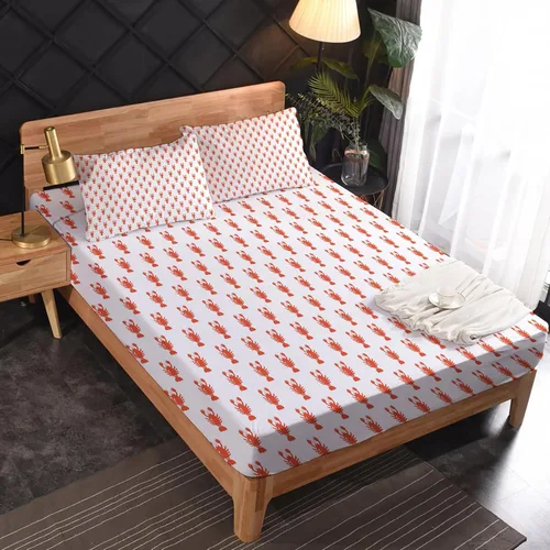 Miniatura 2 de Juego de sábanas de langosta tamaño individual, sábanas de microfibra suave, bolsillo profundo, sábanas y fundas de almohada estampadas sin arrugas