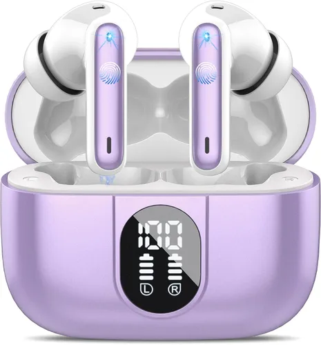 Miniatura 10 de Auriculares inalámbricos, auriculares Bluetooth 2025 5.3 HiFi estéreo, auriculares intraurales de 40 horas de reproducción, auriculares Bluetooth