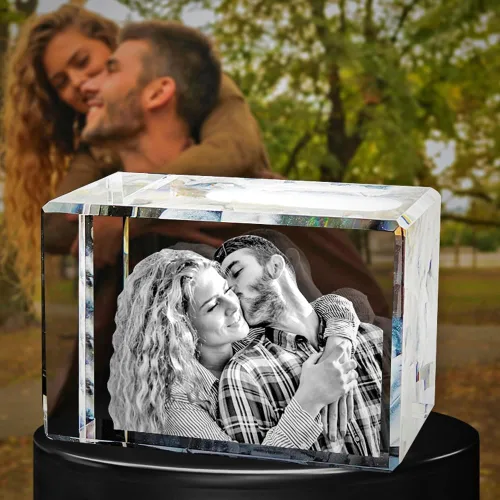 Miniatura 8 de Foto 3D personalizada grabada con láser en forma rectangular de cristal para cumpleaños, aniversario, regalos de boda, San Valentín, Navidad