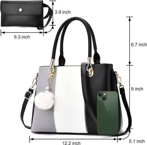 Miniatura 2 de Bolso de mano grande para mujer, bolso cruzado para mujer, costura de color, asa superior, bolso Hobo, 2 piezas