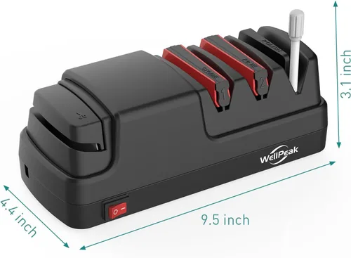 Miniatura 7 de Afilador Eléctrico Profesional de 4 Etapas para Cuchillos y Tijeras para Hogar y Uso Comercial, Abrasivo de Diamante para Cuchillos de Chef de Filo
