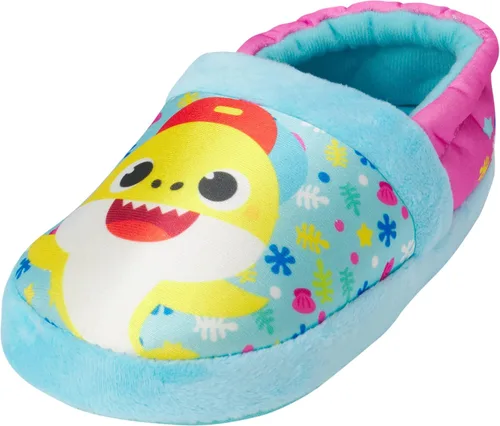 Nickelodeon Toddler Boys' and Girls Baby Shark Slippers - Plush Fuzzy Slippers, Non-Skid Sole (5-12 ToddlerKid)