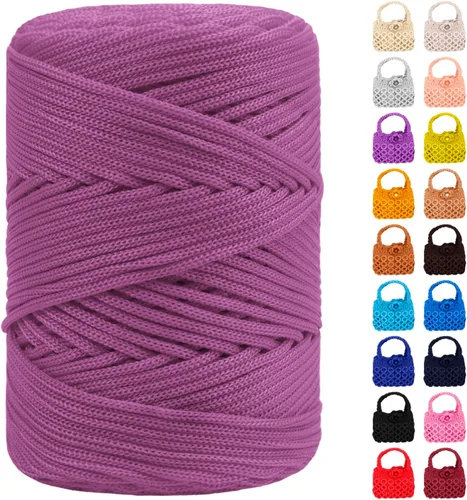 Miniatura 14 de Cordón de macramé de poliéster de 0.118 in x 185 yardas, cordón trenzado de macramé, bolsa de ganchillo, hilo de poliéster para ganchillo, bolsa