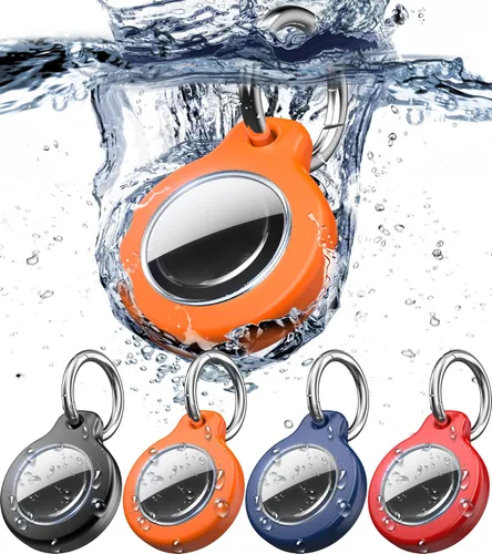 Miniatura 8 de RFUNGUANGO Paquete de 4 soportes para AirTag de Apple con llavero, funda protectora dura para niños, mascotas, equipaje, mochila y llave, paquete